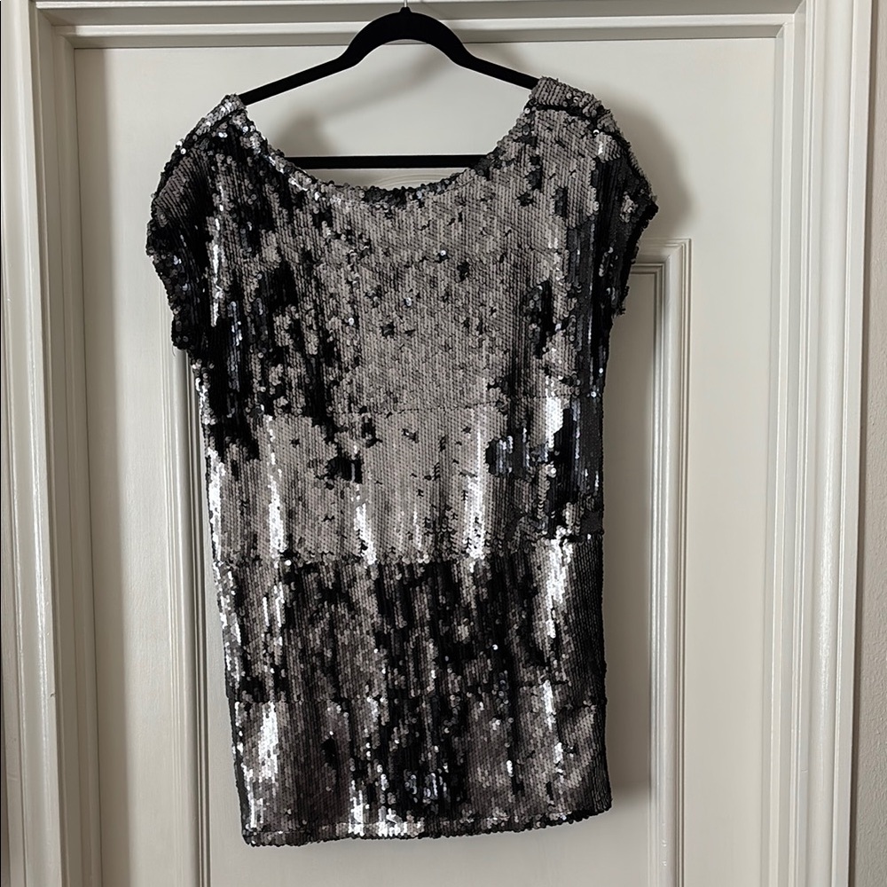 Sequin Black and Silver Women's Mini Dress or Top